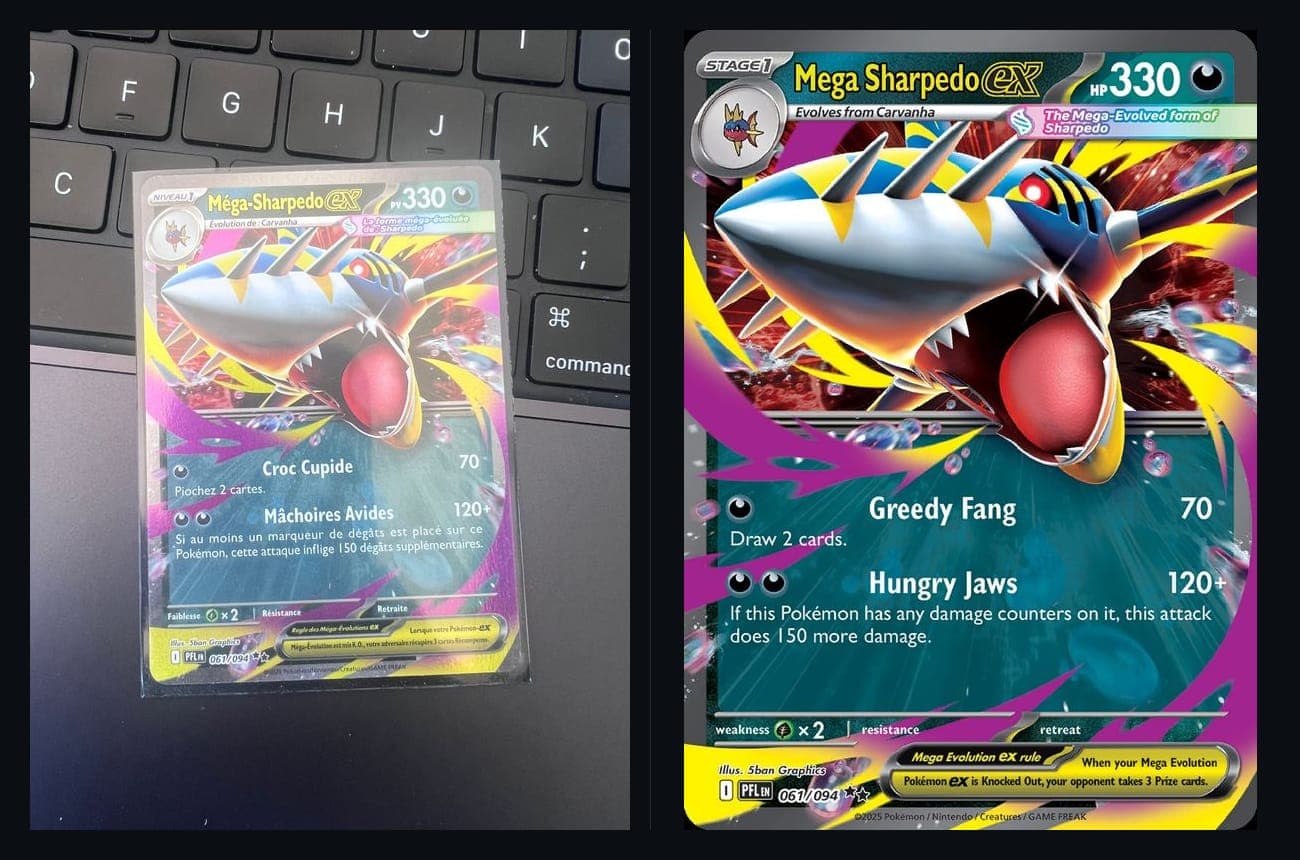 Holo full art on a laptop keyboard, with the reflections that come with it. Matched to Mega Sharpedo ex.